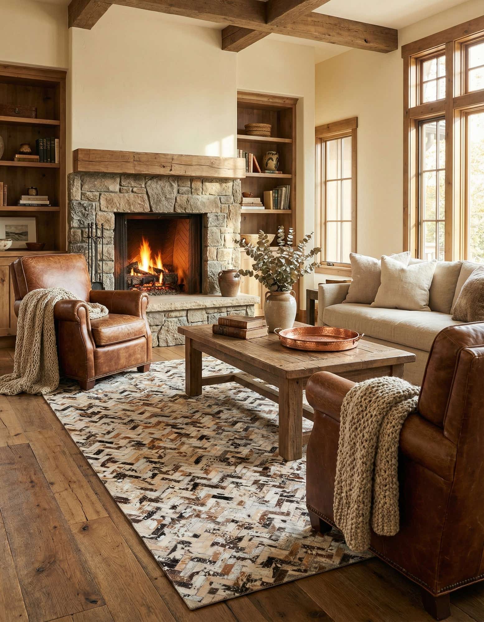 5' 2 x 7' 6 Cowhide Stocks Rug