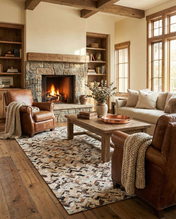 5' 2 x 7' 6 Cowhide Stocks Rug