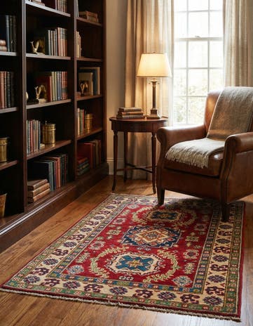 2' 7 x 4' Hand Knotted Kazak Rug