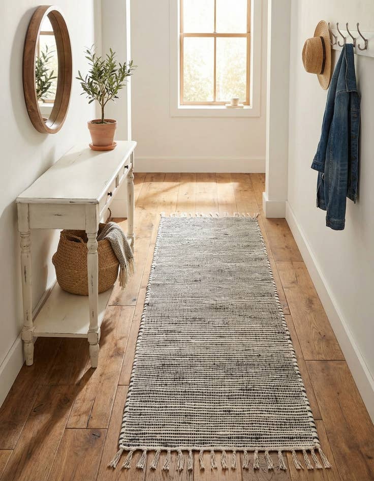 Detail image of 2' 7 x 10'  Hand Woven Chindi Jute Runner Rug