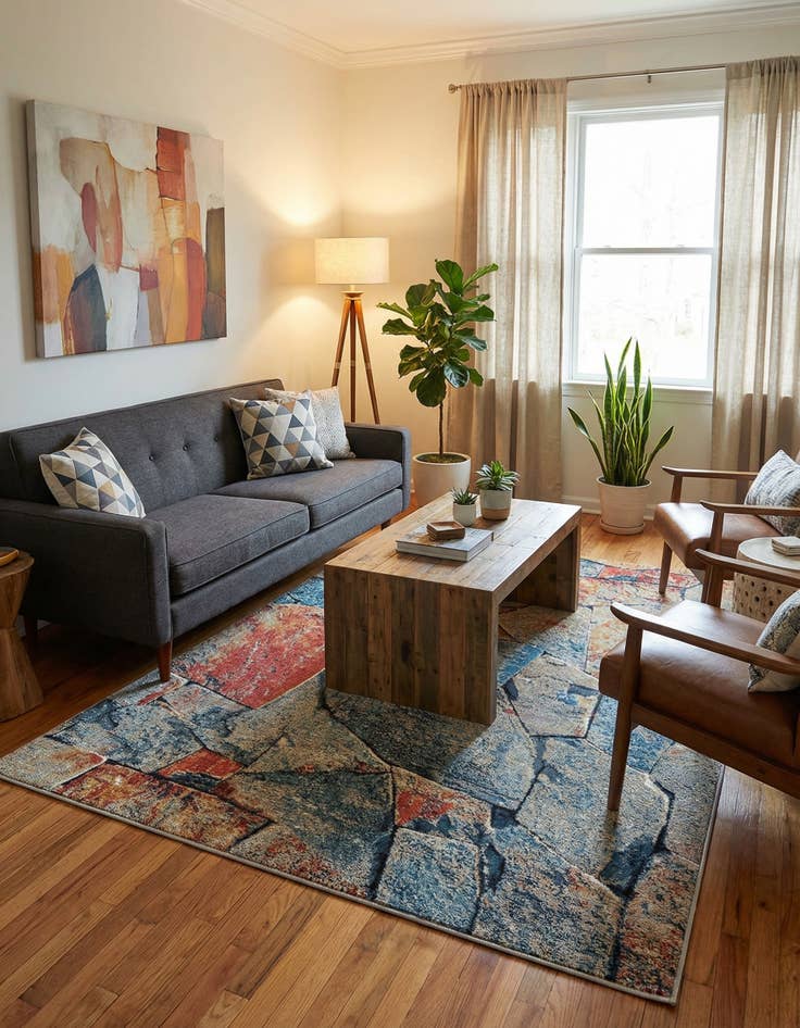 Detail image of 4' x 6'  Washable Modern Indoor / Outdoor Rug