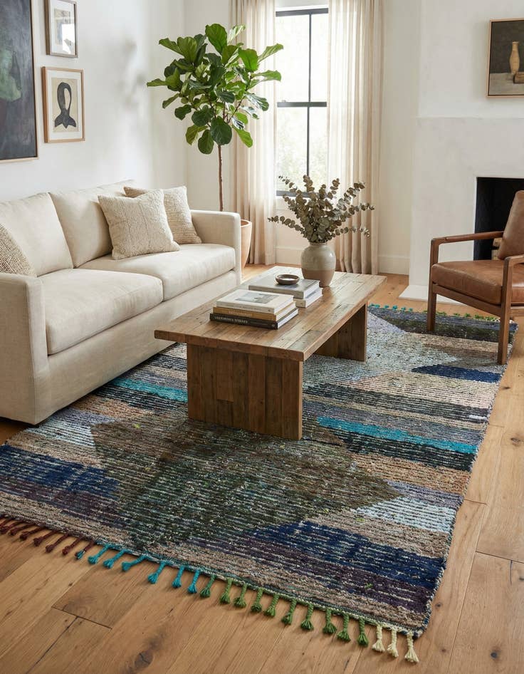 Detail image of 5' 8 x 8' 3  Hand Knotted Moroccan Wool Rug