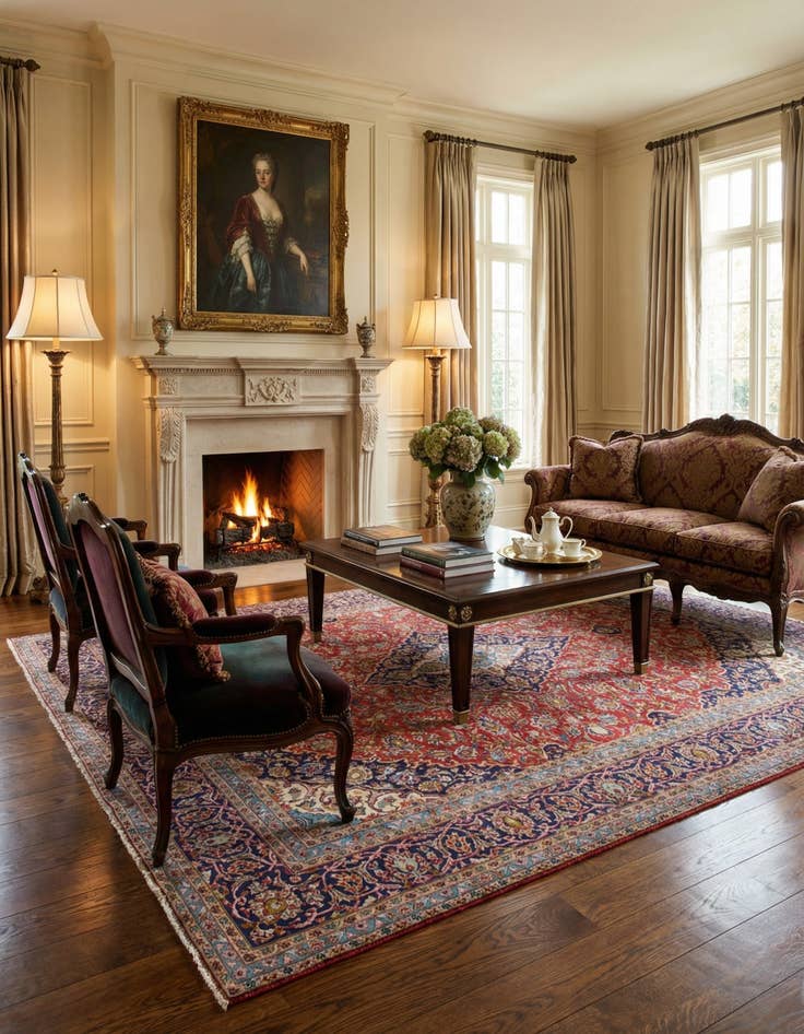 Detail image of  9' 6 x 12' 10  Hand Knotted Kashan Persian Wool Rug