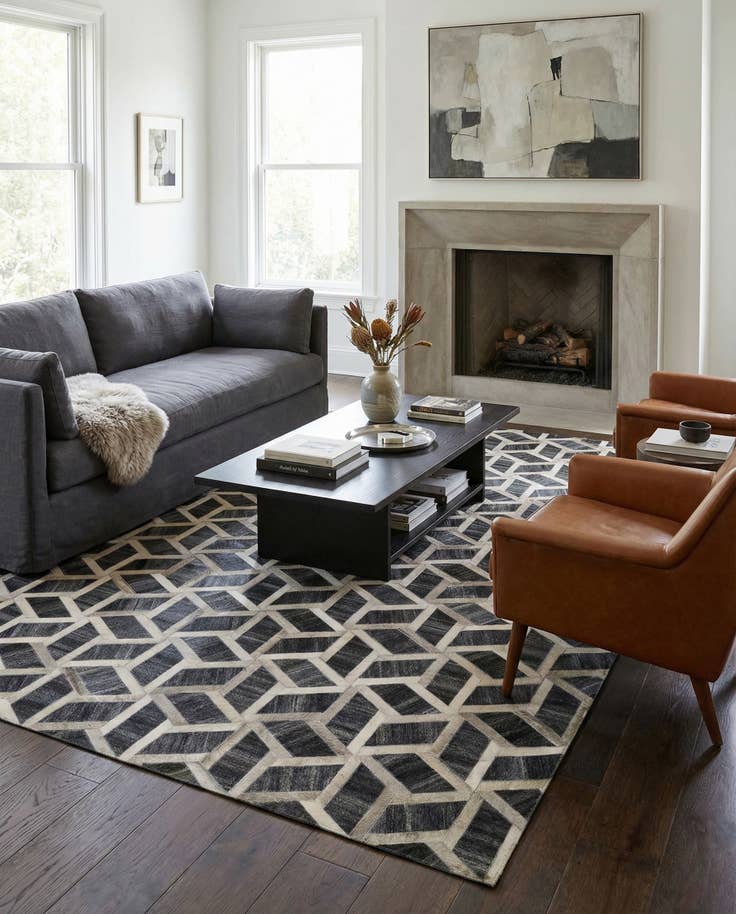 Detail image of 5' x 8' 1 Cowhide - Patchwork Rug