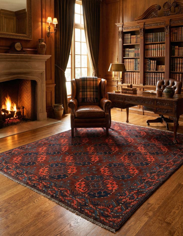 Detail image of 7' 6 x 9'  Hand Knotted Afghan Akhche Wool Rug