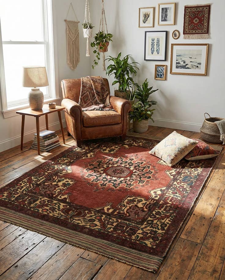 Detail image of 4' 2 x 6' 2 Hand Knotted Sumak Wool Rug