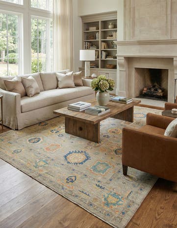 8' 11 x 12' Hand Knotted Oushak Rug