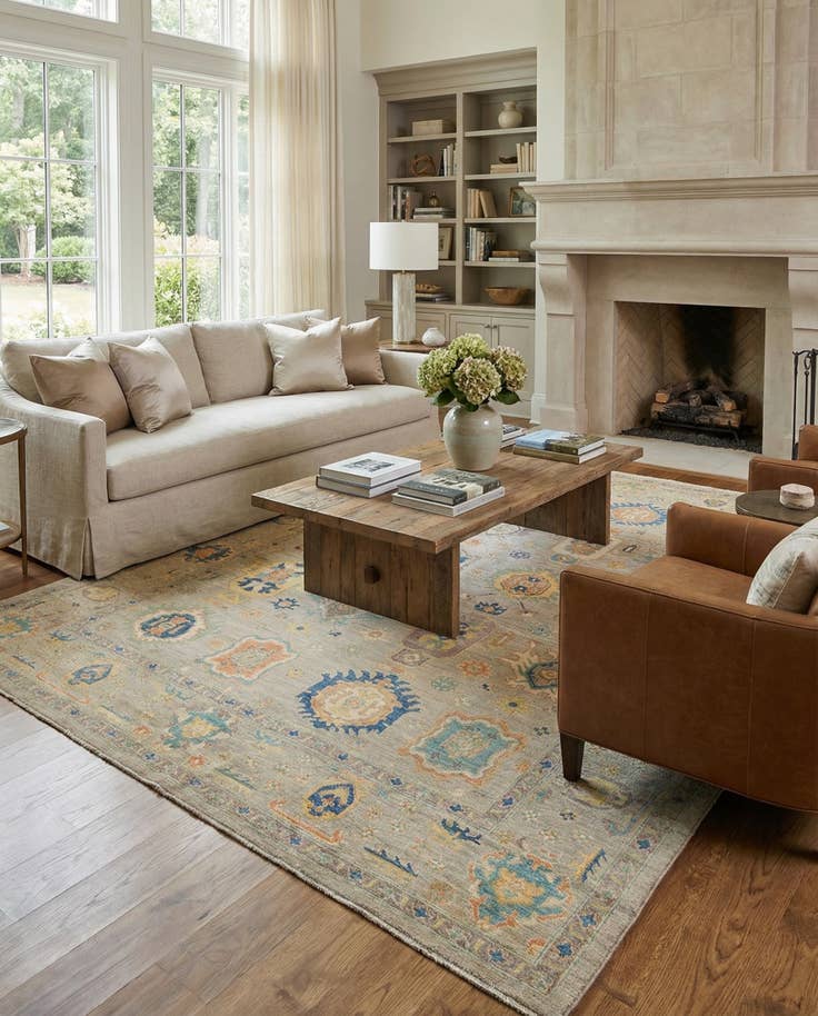 Detail image of 8' 11 x 12' Hand Knotted Oushak Rug