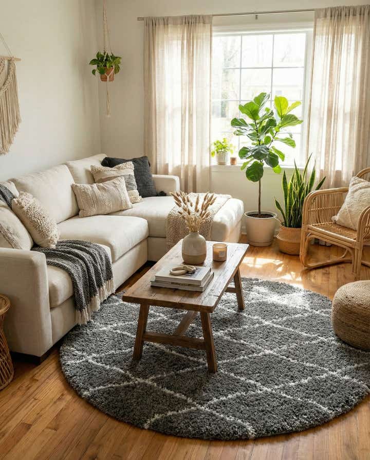 5' 3 x 5' 3 Moroccan Shag Round Rug