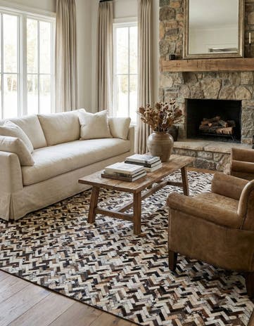 8' 1 x 9' 9 Cowhide Leather Rug