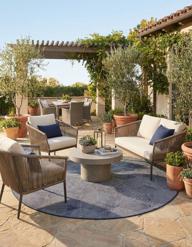 Detail image of 10' x 10'  Washable Sabrina Soto Indoor / Outdoor Round Rug