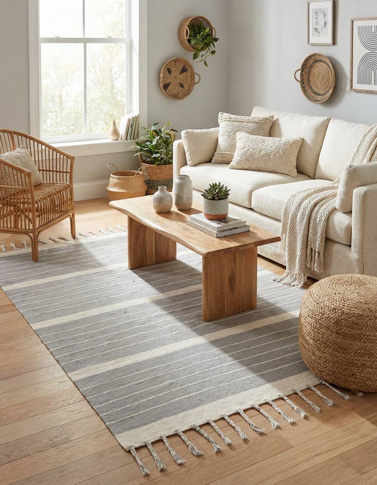 Detail image of  6' 1 x 9'  Hand Woven Chindi Cotton Rug