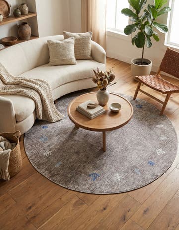 Gray Brown Gabbeh Round Rug