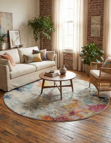 8' x 8' Washable Theia Round Rug