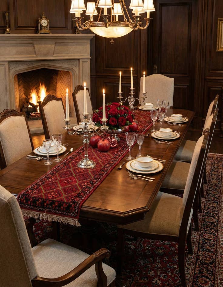 Detail image of  1' 4 x 5' 3 Afghan Wool Table Runner Rug