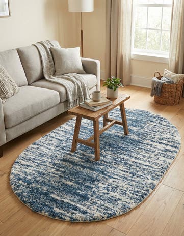 Blue Serenity Shag Oval Rug