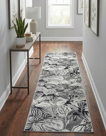 Charcoal Blossom Runner Rug