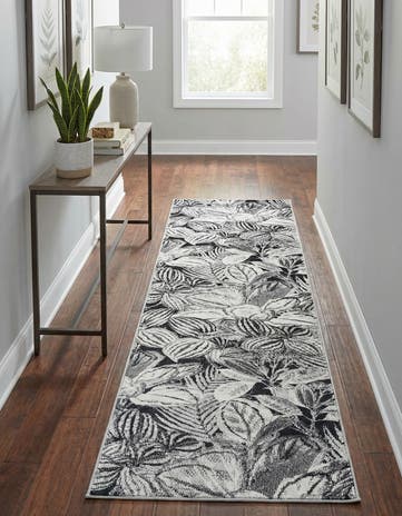 Charcoal Blossom Runner Rug