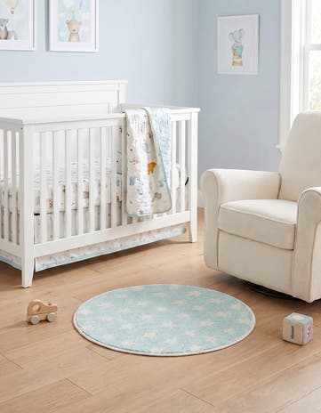 Clear Blue Whimsy Kids Round Rug