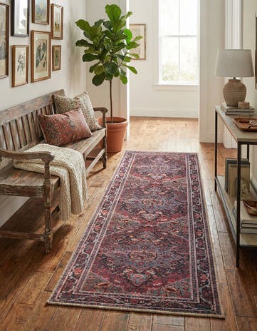 Burgundy Washable Timeless Runner Rug