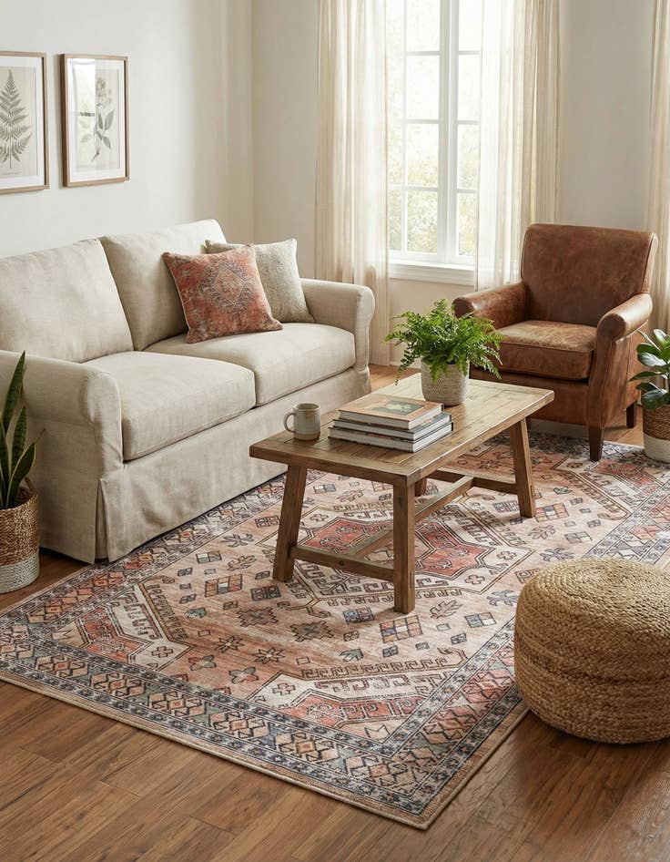 Detail image of 5' x 8' Washable Timeless Rug
