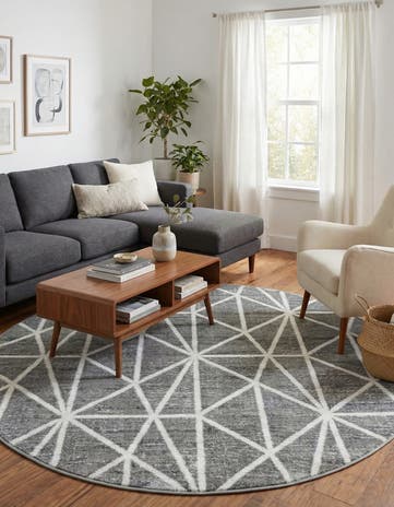 5' x 5' Lattice Trellis Round Rug