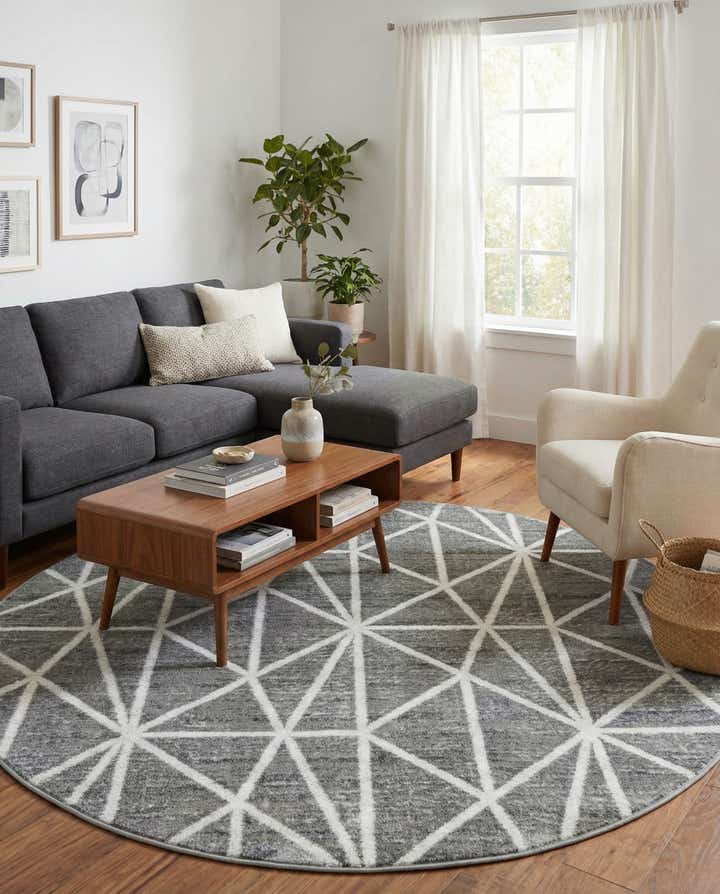 5' x 5' Lattice Trellis Round Rug