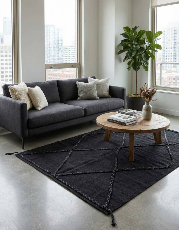 Detail image of 3' 4 x 4' 9  Hand Woven Kilim Modern Wool Rug