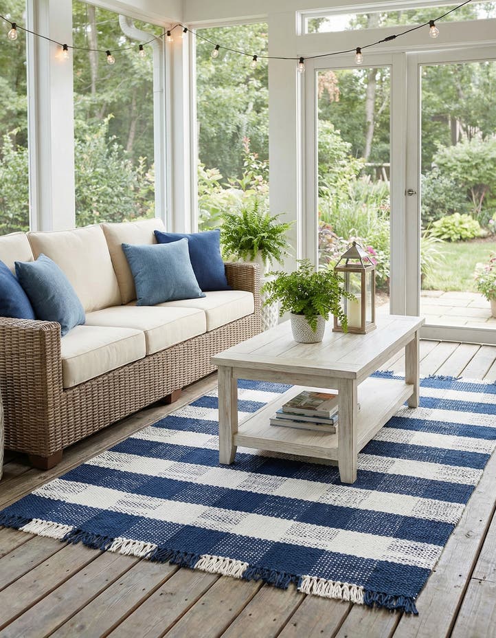 5' 3 x 8' Easy-Clean Eco Plaid Washable Indo...