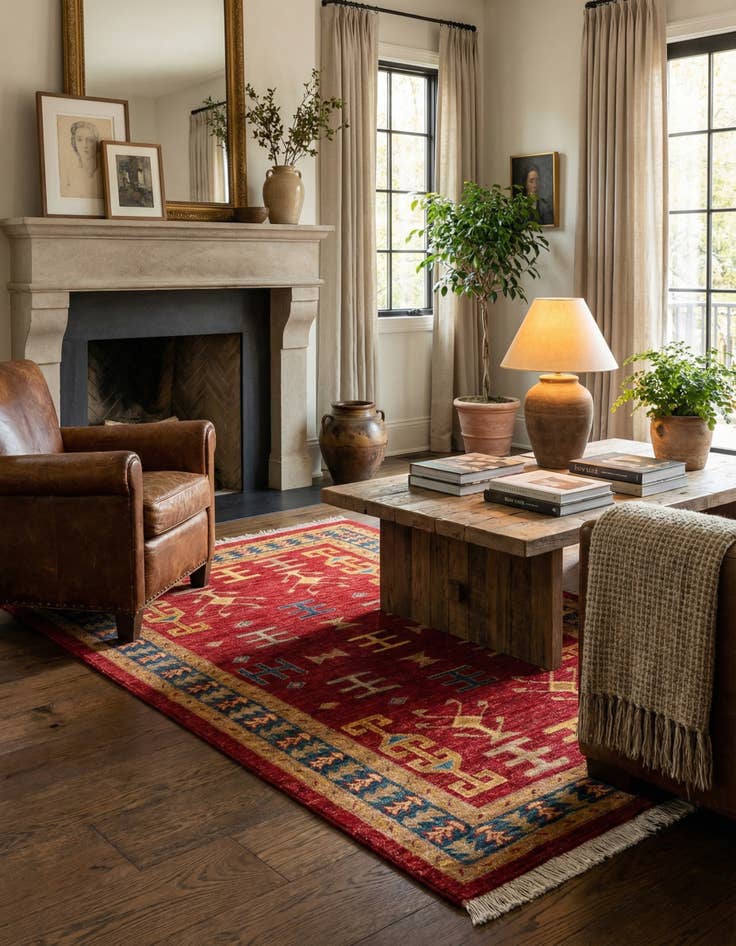 Detail image of  3' 5 x 5'  Hand Knotted Ziegler Wool Rug