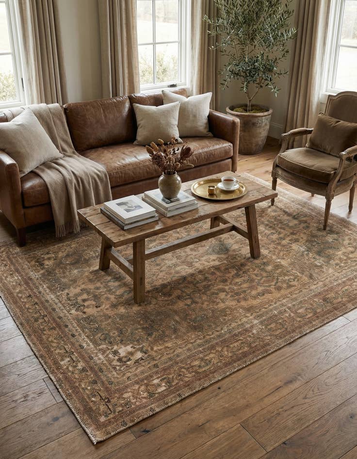 Detail image of 6' 4 x 7' 9  Hand Knotted Ultra Vintage Persian Wool Rug