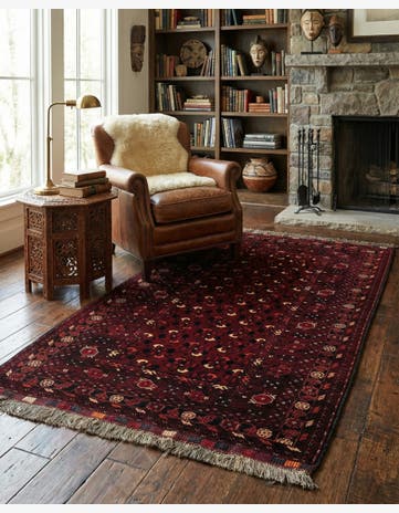 3' 6 x 6' 6 Hand Knotted Afghan Ersari Wool Rug