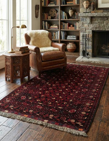3' 6 x 6' 6 Hand Knotted Afghan Ersari Wool Rug