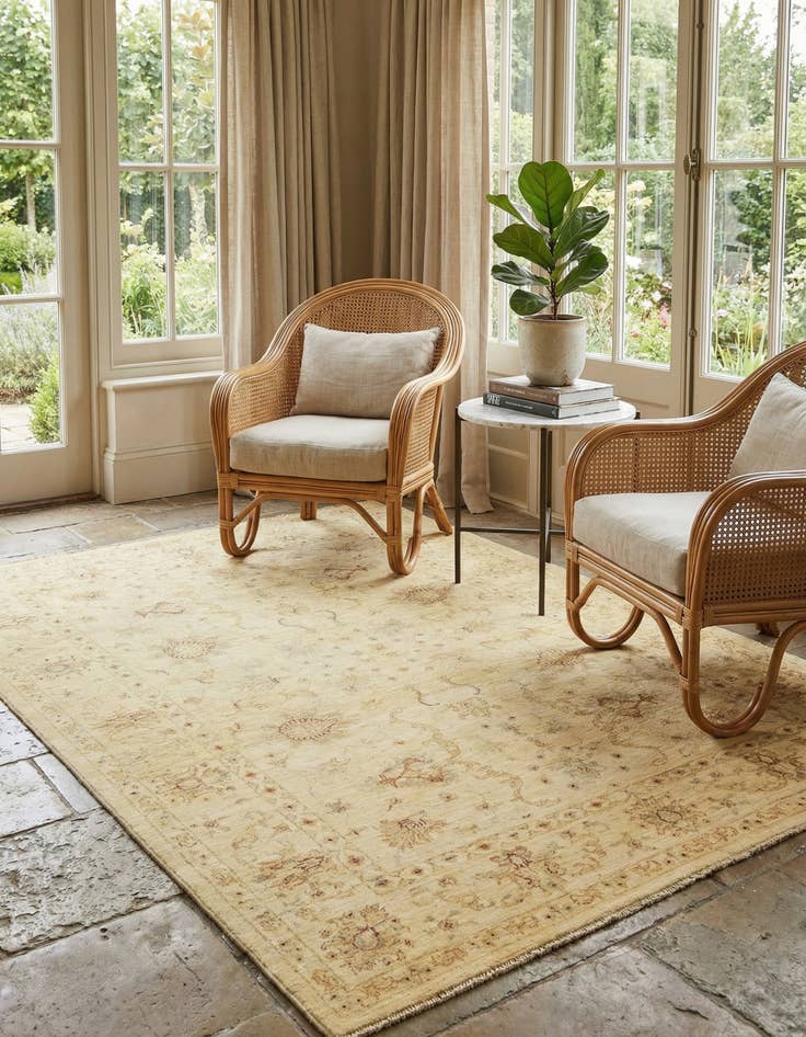 Detail image of  5' 9 x 8'  Hand Knotted Peshawar Ziegler Rug