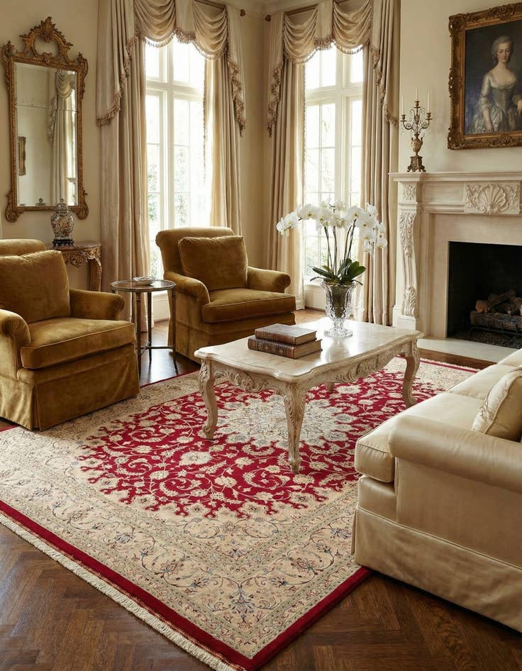 Detail image of 5' 1 x 7' 9 Ghom Silk Rug