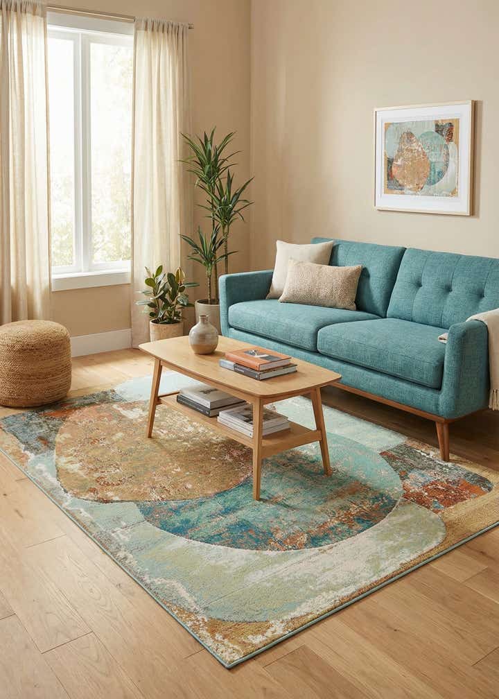 6' 1 x 9' Easy-Clean Modern Indoor / Outdoor Rug
