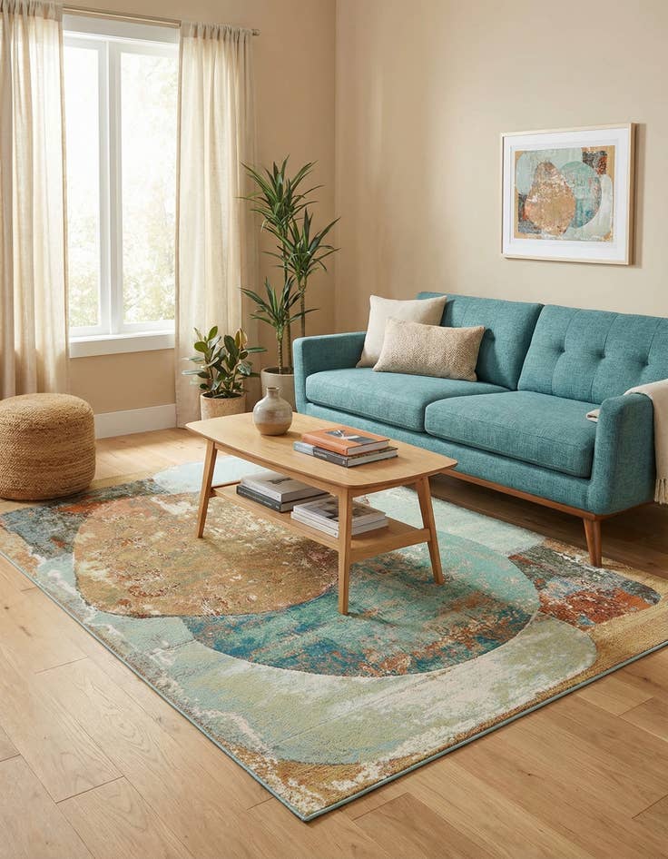 Detail image of 6' 1 x 9'  Washable Modern Indoor / Outdoor Rug