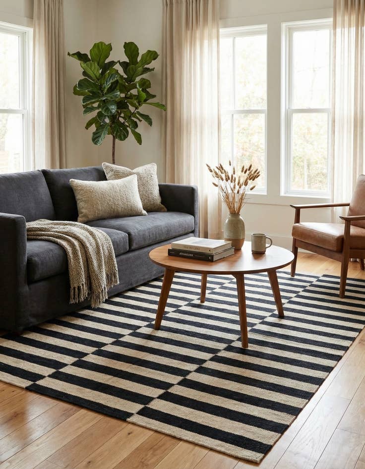 Detail image of 4' 4 x 5' 9  Hand Woven Kilim Modern Wool Rug