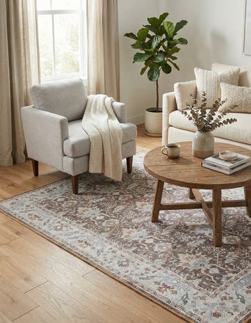 Almond Brown Washable Timeless Rug