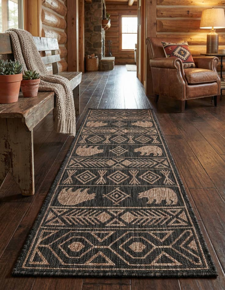 Detail image of 2' x 5' 3 Easy-Clean Southwestern Indoor / Outdoor Runner Rug