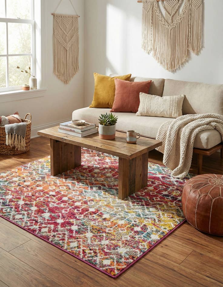 Detail image of  4' x 4' Moroccan Trellis Square Rug