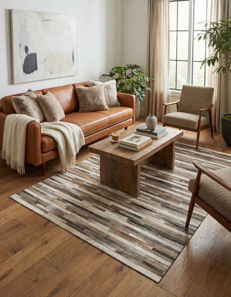 Detail image of 5' 1 x 8' Cowhide Stocks Rug