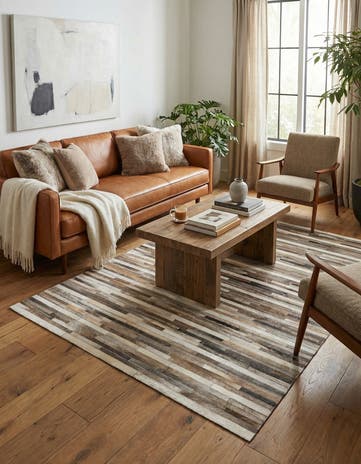 5' 1 x 8' Cowhide Stocks Rug