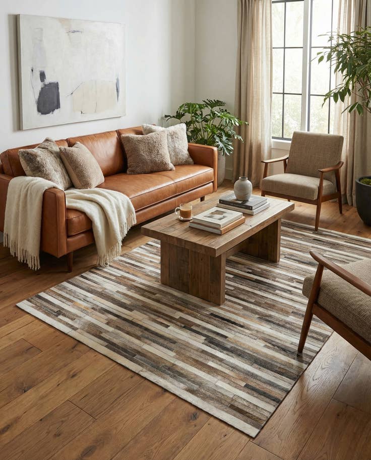 Detail image of 5' 1 x 8' Cowhide Stocks Rug