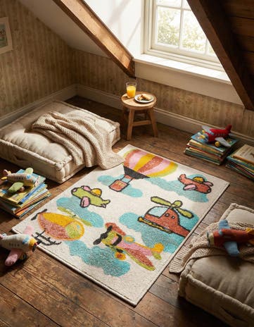 2' 2 x 3' Airplanes Whimsy Kids Rug