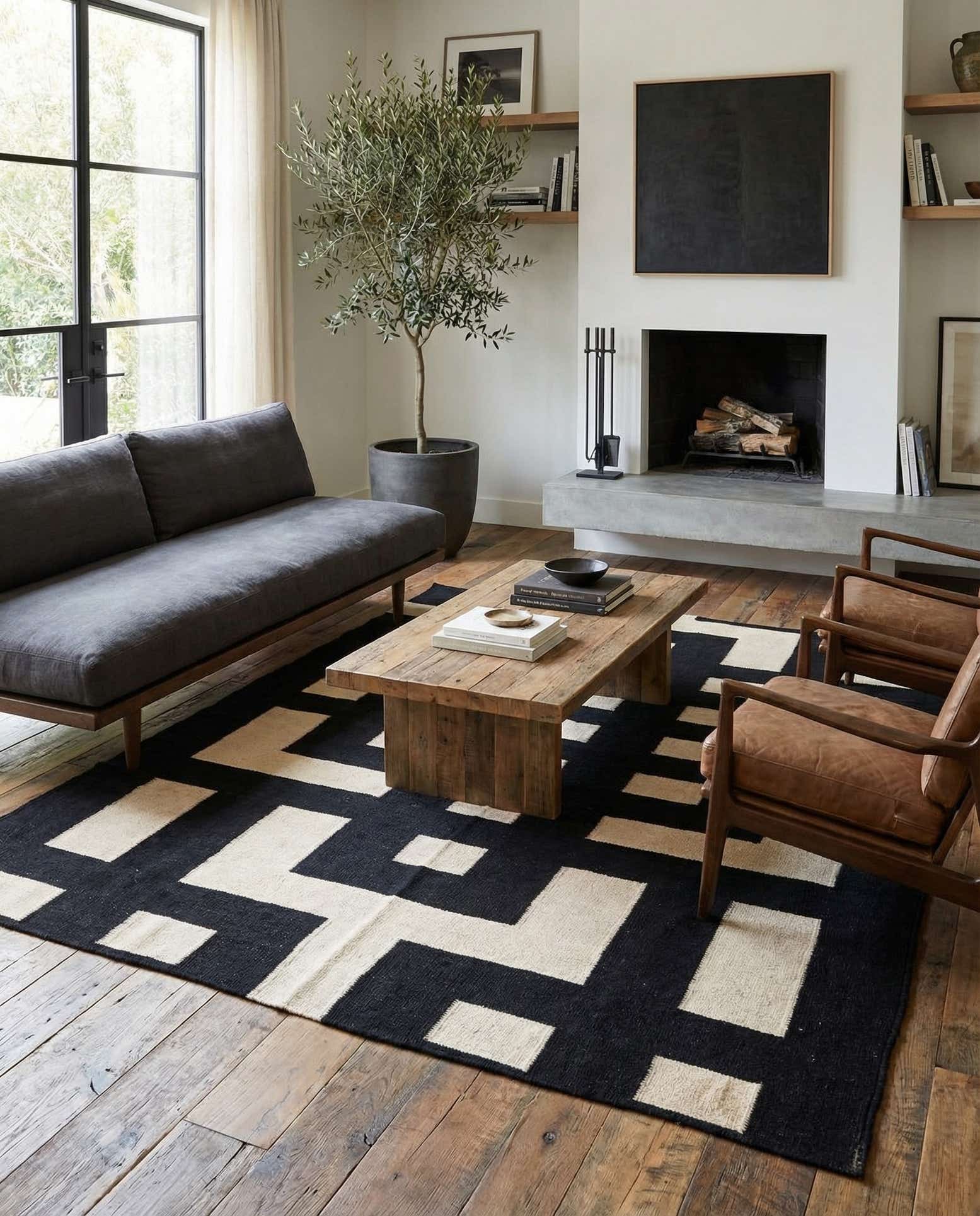 5' 4 x 6' 4 Hand Woven Kilim Modern Wool Rug