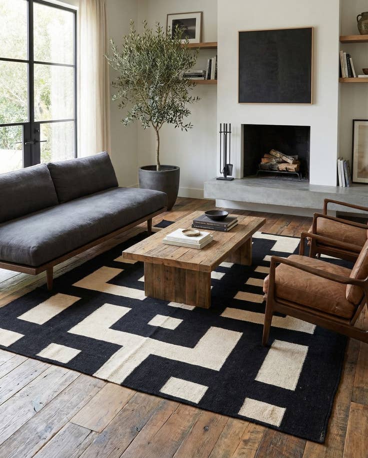 Detail image of 5' 4 x 6' 4 Hand Woven Kilim Modern Wool Rug