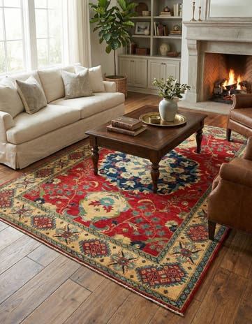 6' 1 x 10' 1 Hand Knotted Kazak Rug