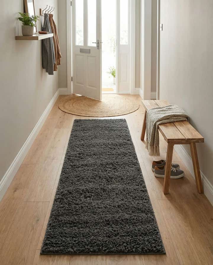 2' x 6' 5 Solid Shag Runner Rug