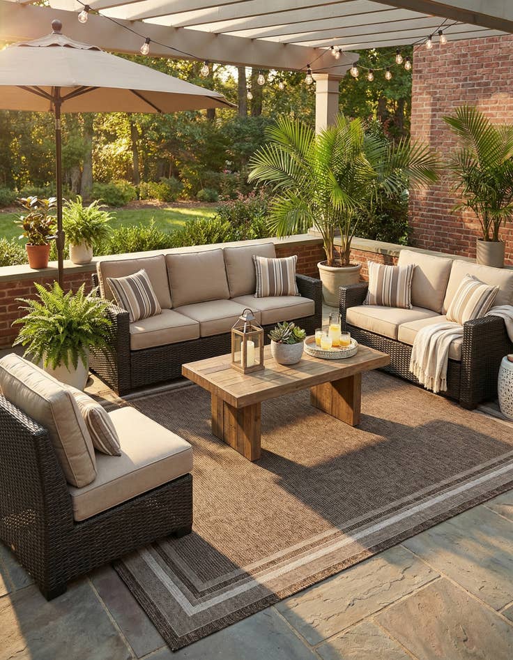 Detail image of  10' x 14' 1  Washable Border Indoor / Outdoor Rug